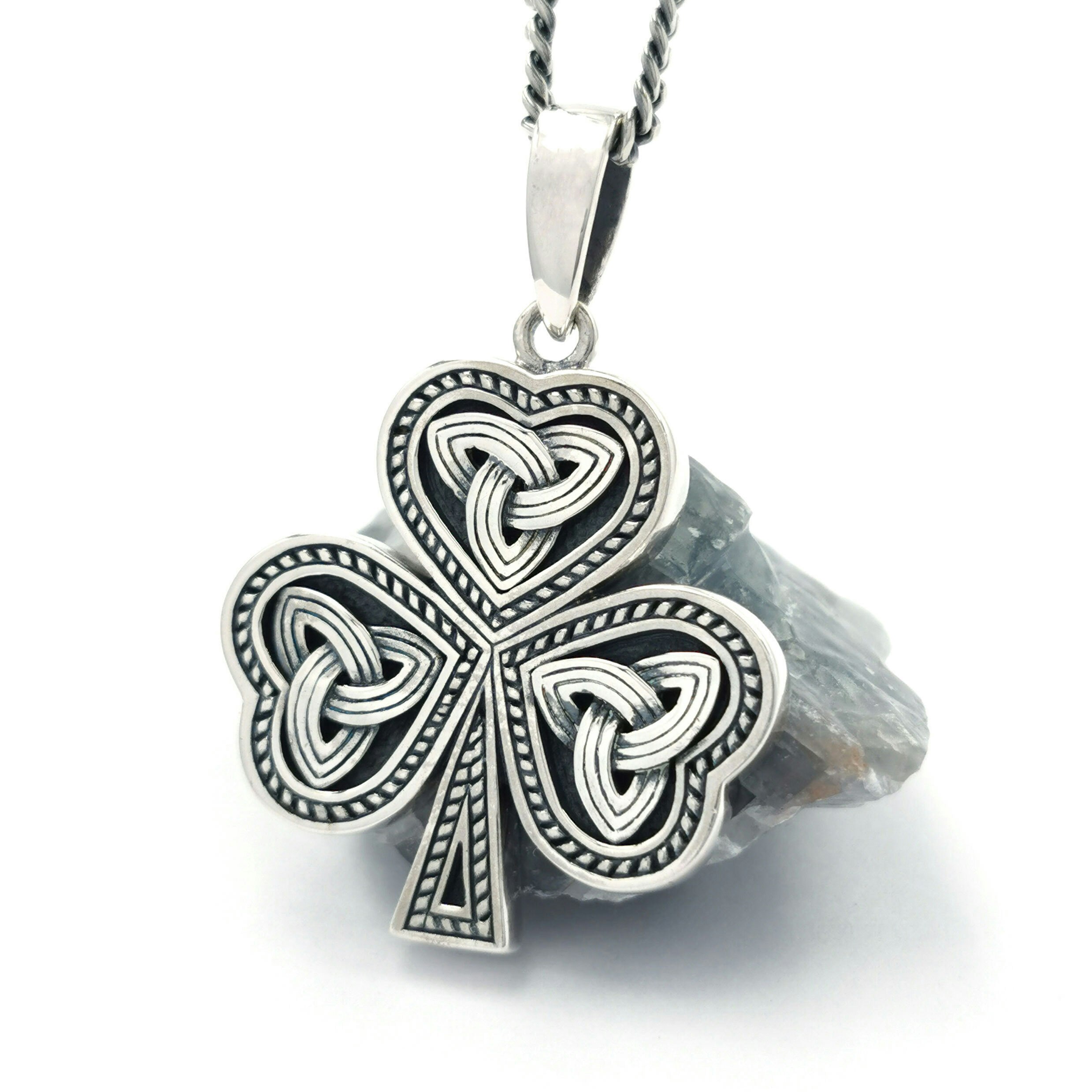 Shamrock Necklace Sterling Silver Irish Made Jewelry 